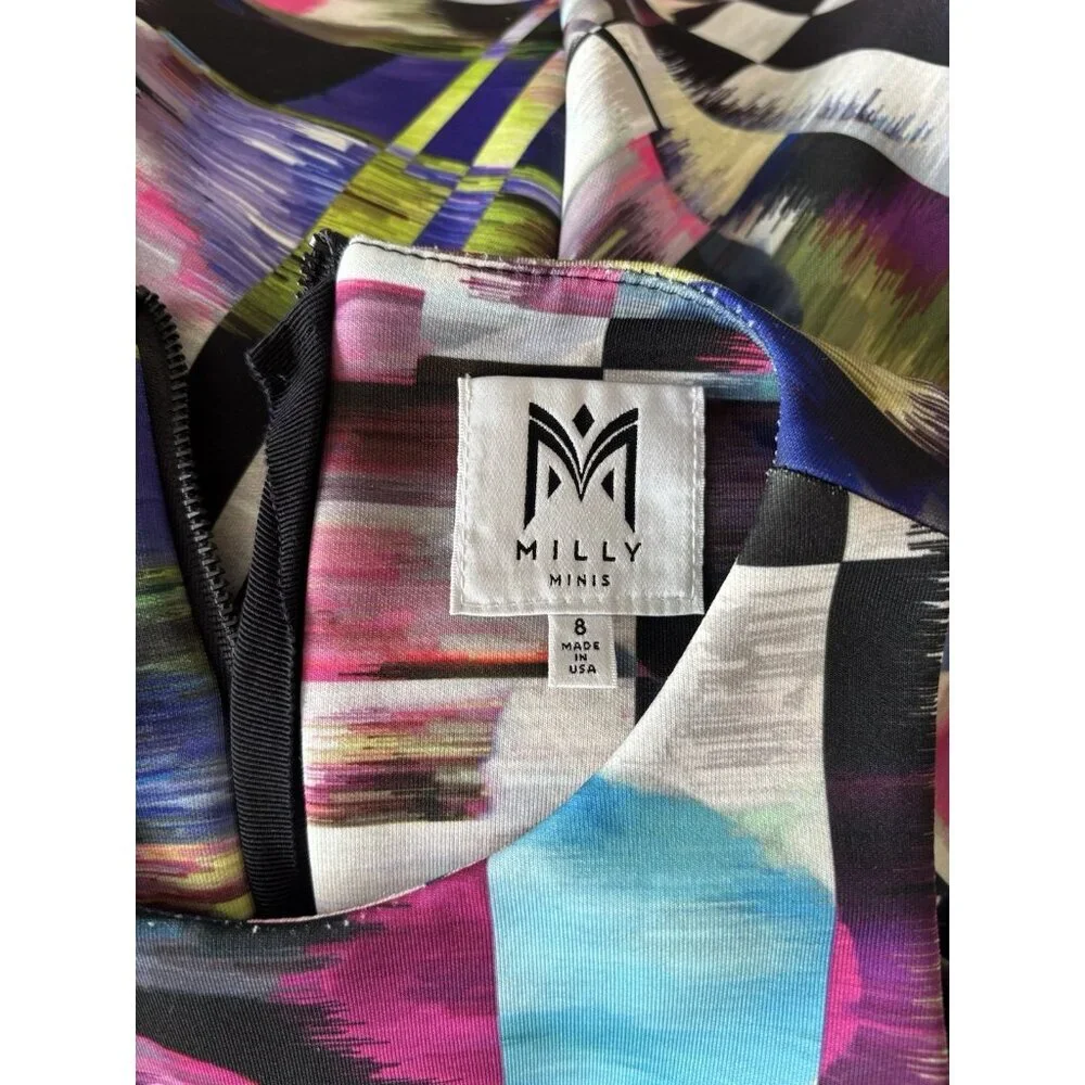 Milly Minis GIRLS dress Size 8 Years Abstract Print Multicolor Party‎